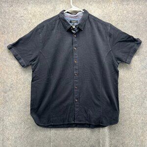 Ted Baker Shirt Mens 3XL Black Button Down Preppy Dress Cotton Classic Fit 7